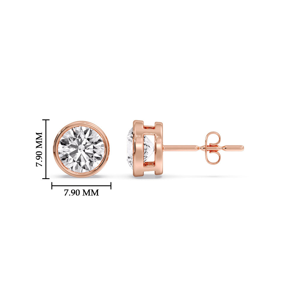 Bezel-Set Brilliant Round Diamond Solitaire Stud Earrings [IGI Certified]