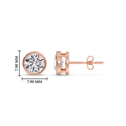 Bezel-Set Brilliant Round Diamond Solitaire Stud Earrings [IGI Certified]