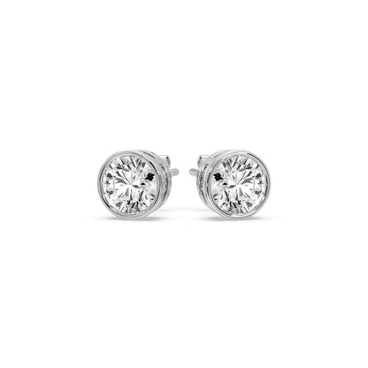 Bezel-Set Brilliant Round Diamond Solitaire Stud Earrings [IGI Certified]