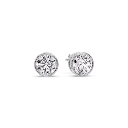 Bezel-Set Brilliant Round Diamond Solitaire Stud Earrings [IGI Certified]