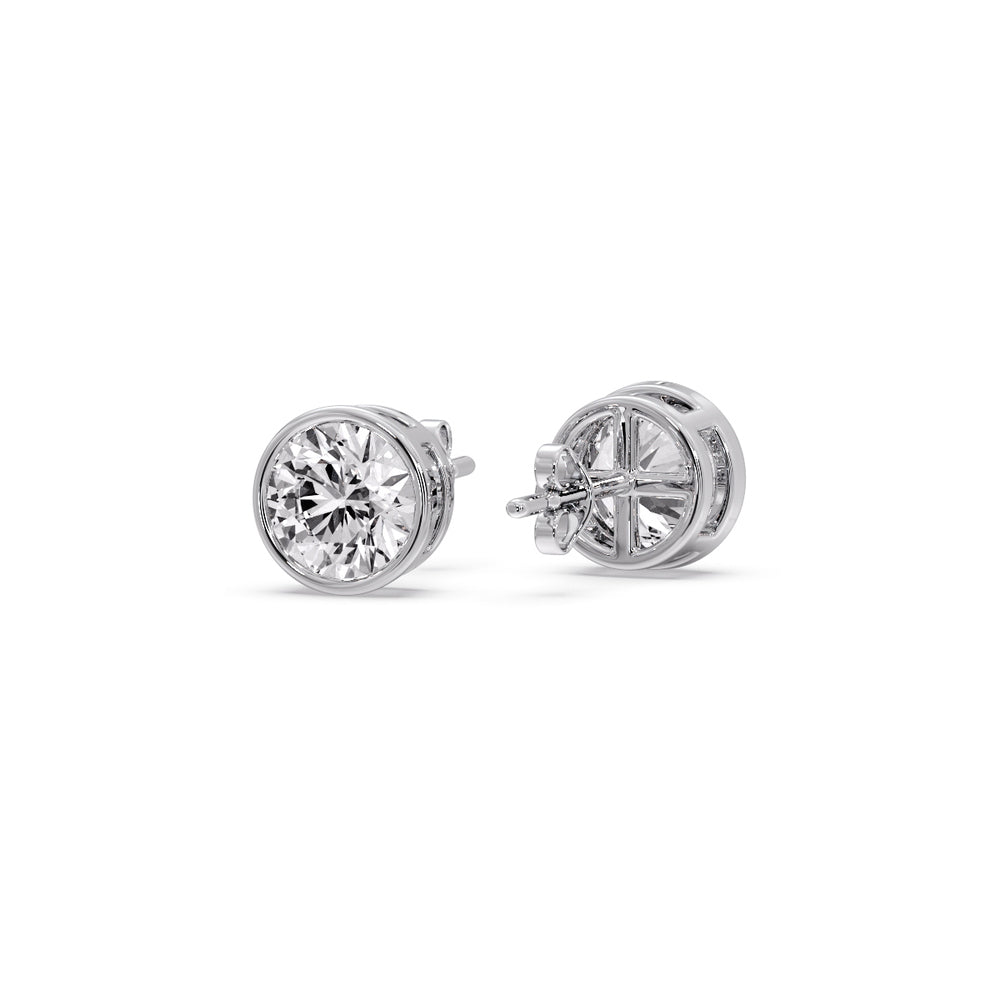 Bezel-Set Brilliant Round Diamond Solitaire Stud Earrings [IGI Certified]