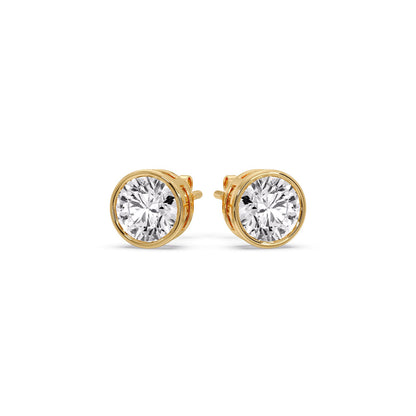 Bezel-Set Brilliant Round Diamond Solitaire Stud Earrings [IGI Certified]