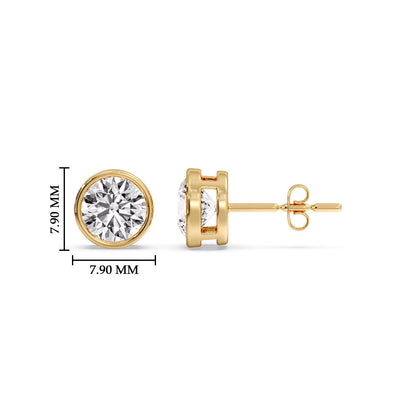Bezel-Set Brilliant Round Diamond Solitaire Stud Earrings [IGI Certified]