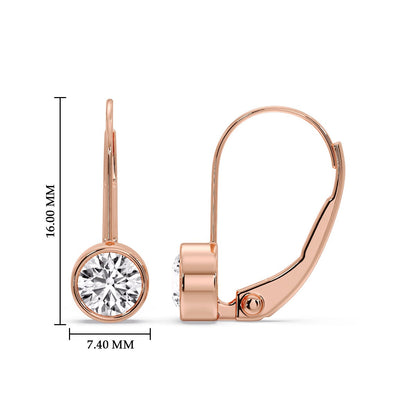 Lever Back Bezel Set Round Diamond Earrings
