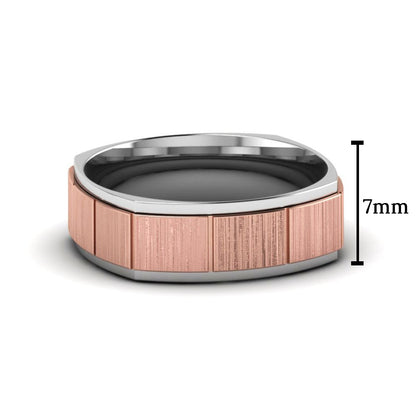 2 Tone Gold Texture Square Band Ring