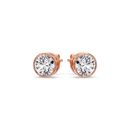 Bezel-Set Brilliant Round Diamond Solitaire Stud Earrings [IGI Certified]