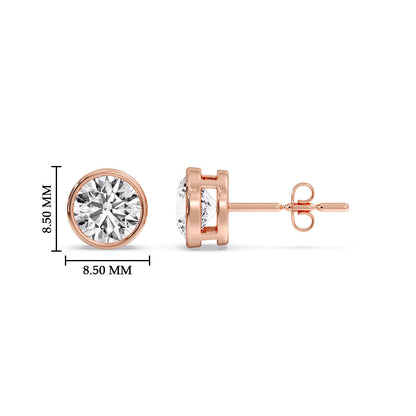 Bezel-Set Brilliant Round Diamond Solitaire Stud Earrings [IGI Certified]