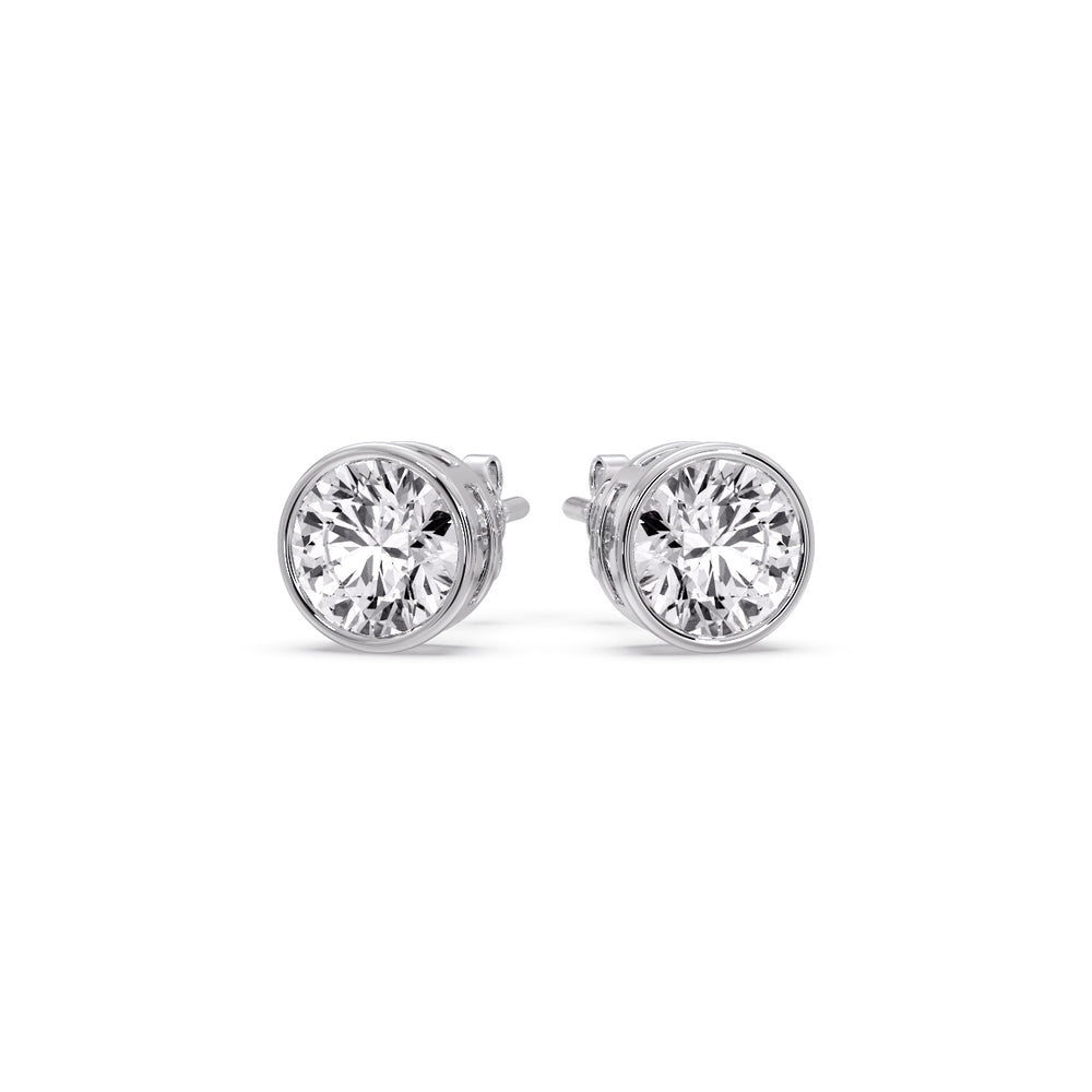 Bezel-Set Brilliant Round Diamond Solitaire Stud Earrings [IGI Certified]