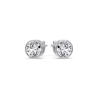 Bezel-Set Brilliant Round Diamond Solitaire Stud Earrings [IGI Certified]
