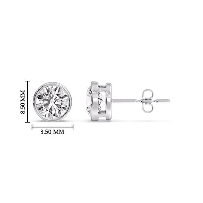 Bezel-Set Brilliant Round Diamond Solitaire Stud Earrings [IGI Certified]