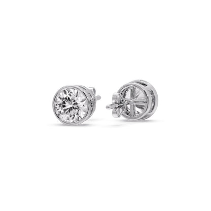 Bezel-Set Brilliant Round Diamond Solitaire Stud Earrings [IGI Certified]