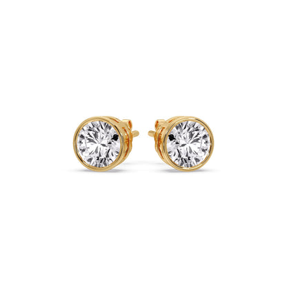 Bezel-Set Brilliant Round Diamond Solitaire Stud Earrings [IGI Certified]