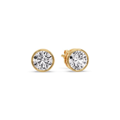 Bezel-Set Brilliant Round Diamond Solitaire Stud Earrings [IGI Certified]