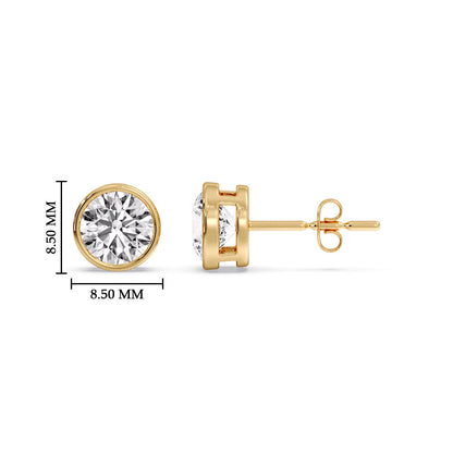 Bezel-Set Brilliant Round Diamond Solitaire Stud Earrings [IGI Certified]