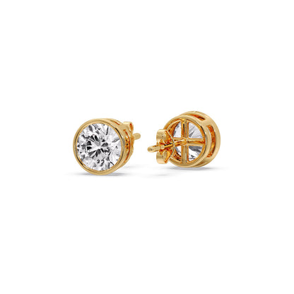 Bezel-Set Brilliant Round Diamond Solitaire Stud Earrings [IGI Certified]