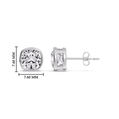 Cushion Diamond Bezel Set Solitaire Certified Stud Earrings