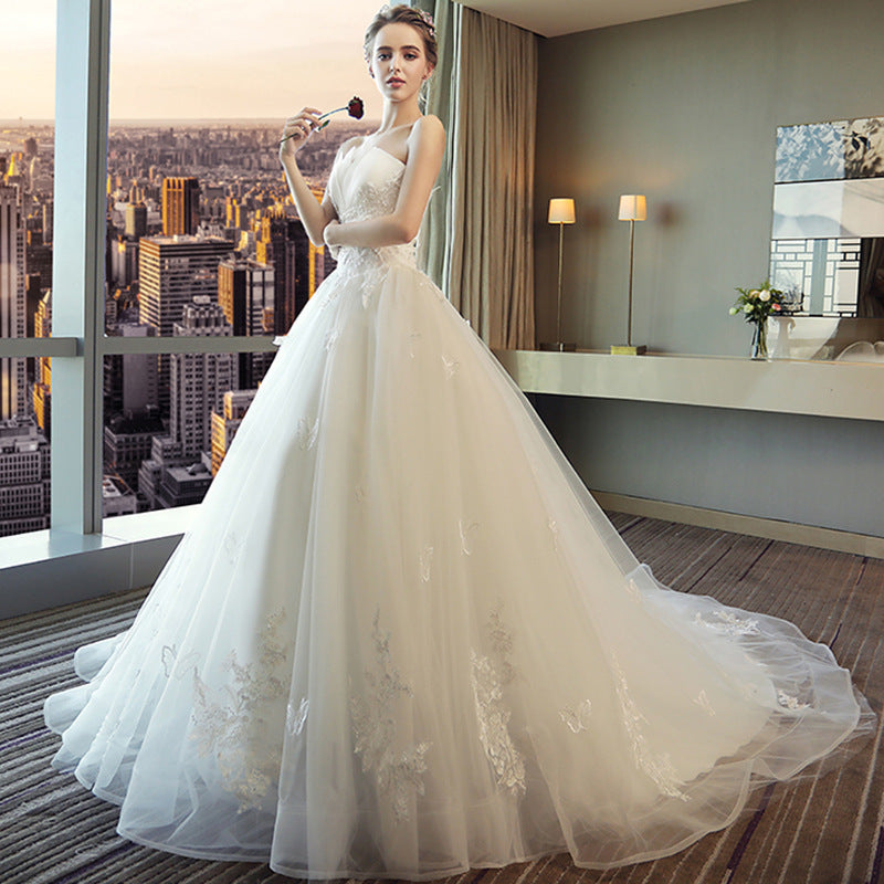 Trailing Dress Mori Style High Waist Wedding Dresses