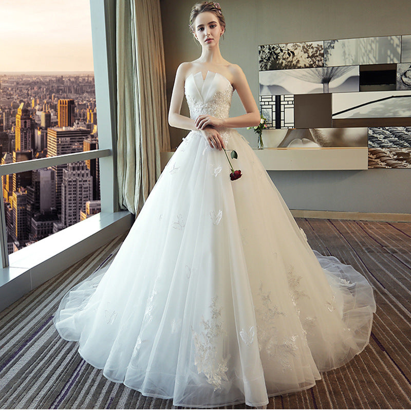 Trailing Dress Mori Style High Waist Wedding Dresses