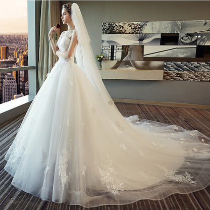 Trailing Dress Mori Style High Waist Wedding Dresses
