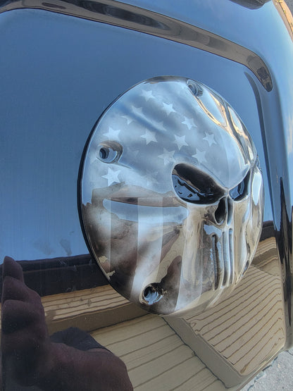 Punisher worn American Flag Harley derby cover