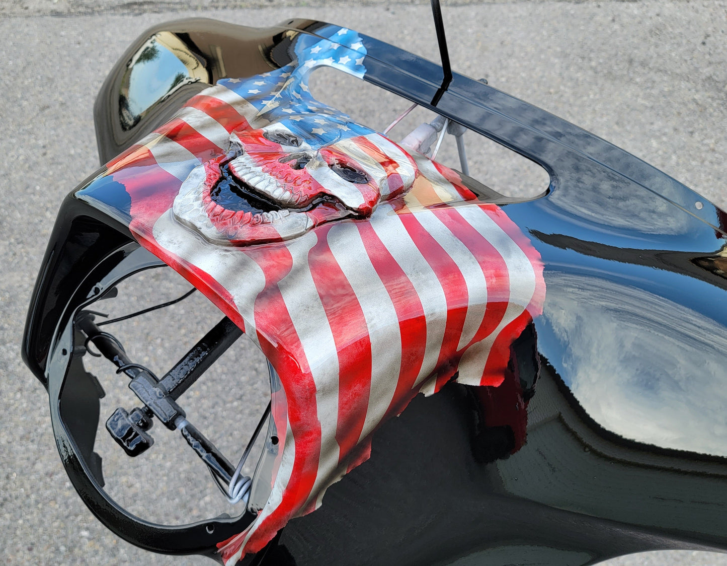 Harley davidson 3D skull American flag fairing batwing