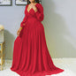 Women's Deep V Cross Gathers Front Chest Lower Solid Color Dresses