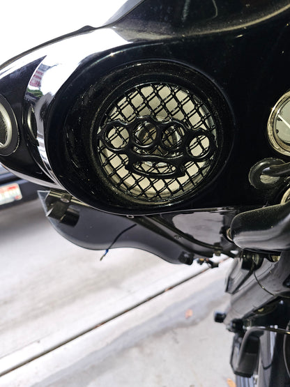 97-25+ Touring 3D brass knuckles speakers grill covers set
