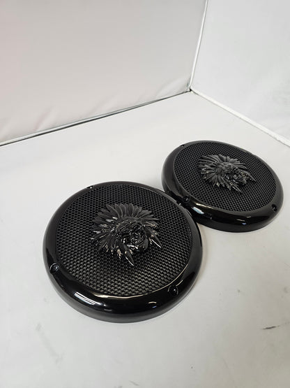 A set of bag 3D skull warbonnet speakers grill covers