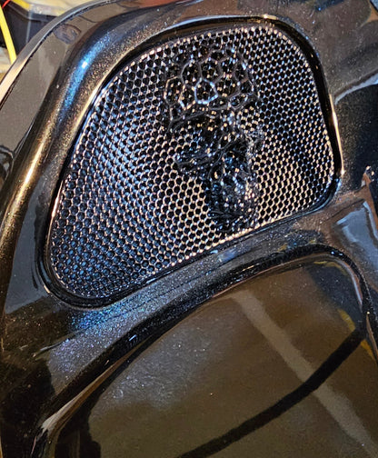 98-2024+ Road Glide 3D webbed Skull speakers grill covers set