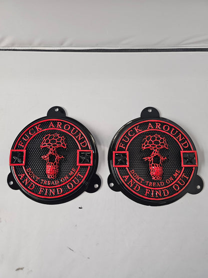 97-25+ Touring 3D FAFO webbed skull speakers grill covers set