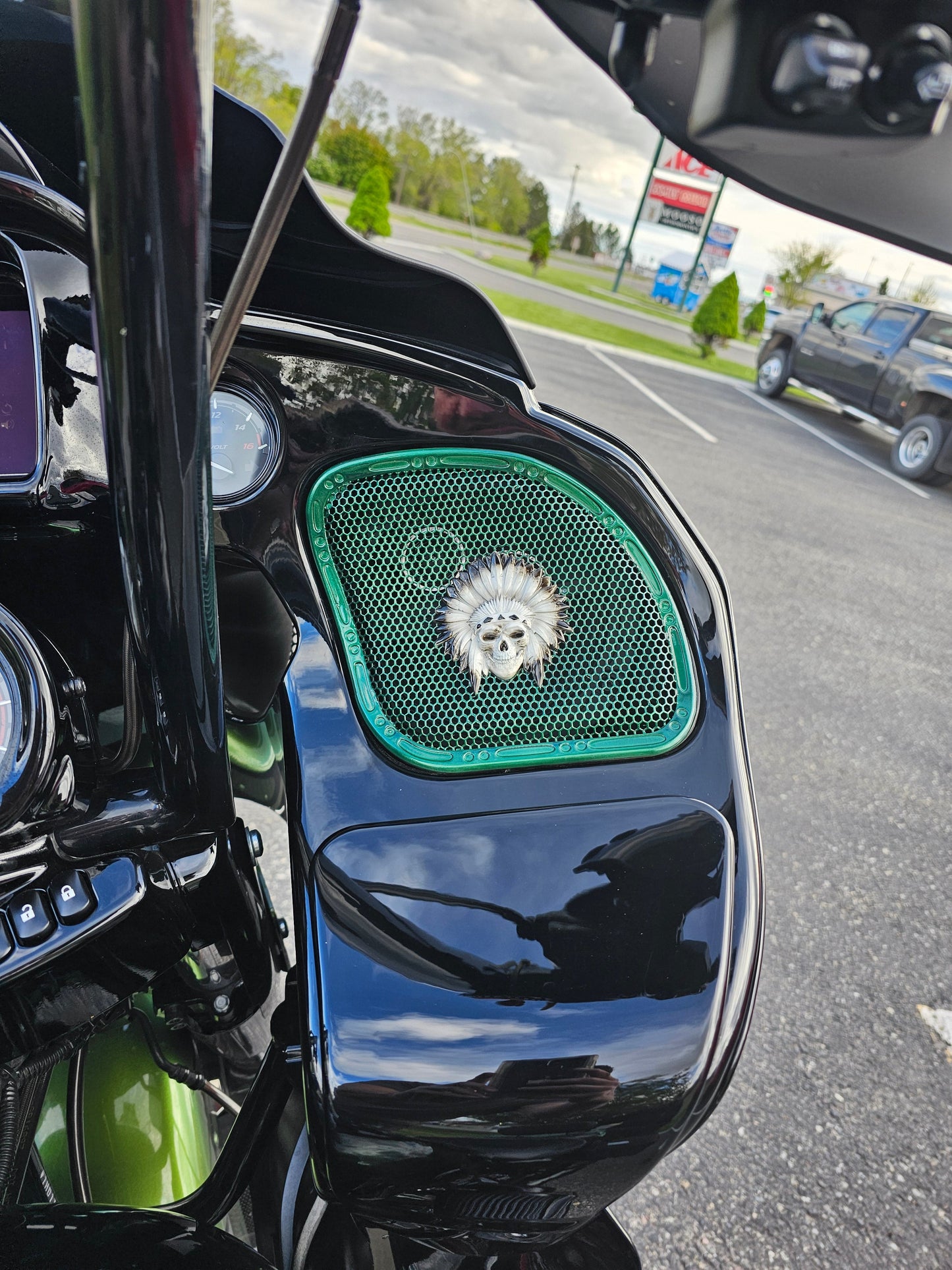 98-2024+ Road Glide 3D skull warbonnet speakers grill covers set