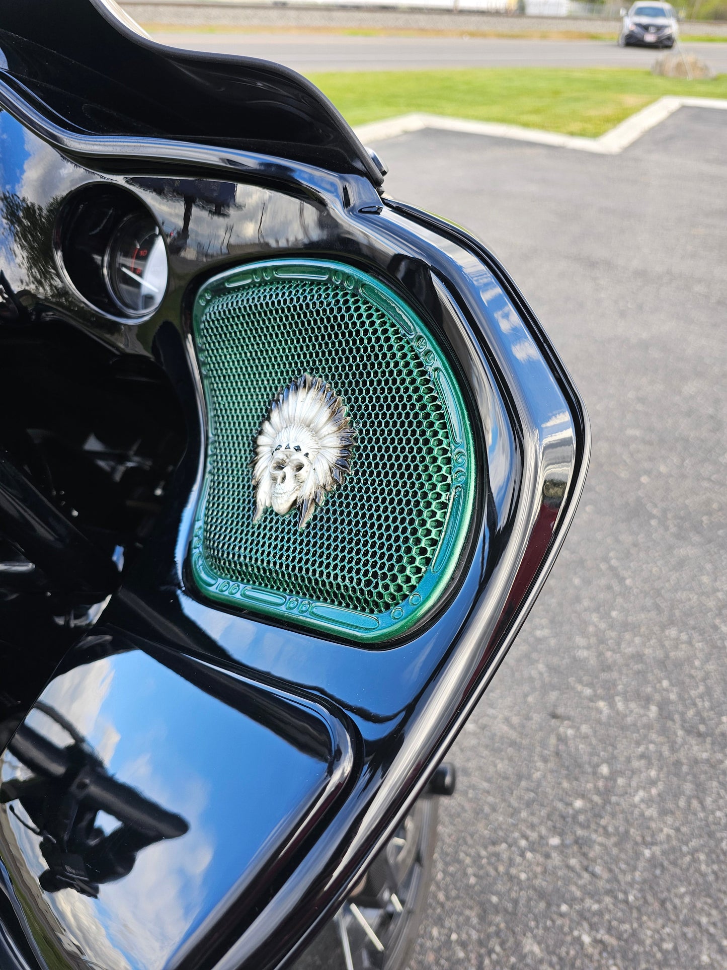 98-2024+ Road Glide 3D skull warbonnet speakers grill covers set