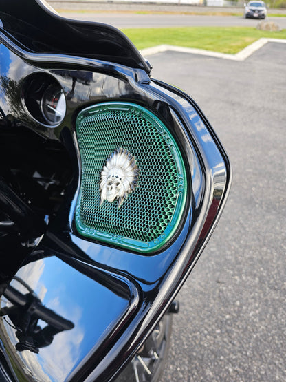 98-2024+ Road Glide 3D skull warbonnet speakers grill covers set