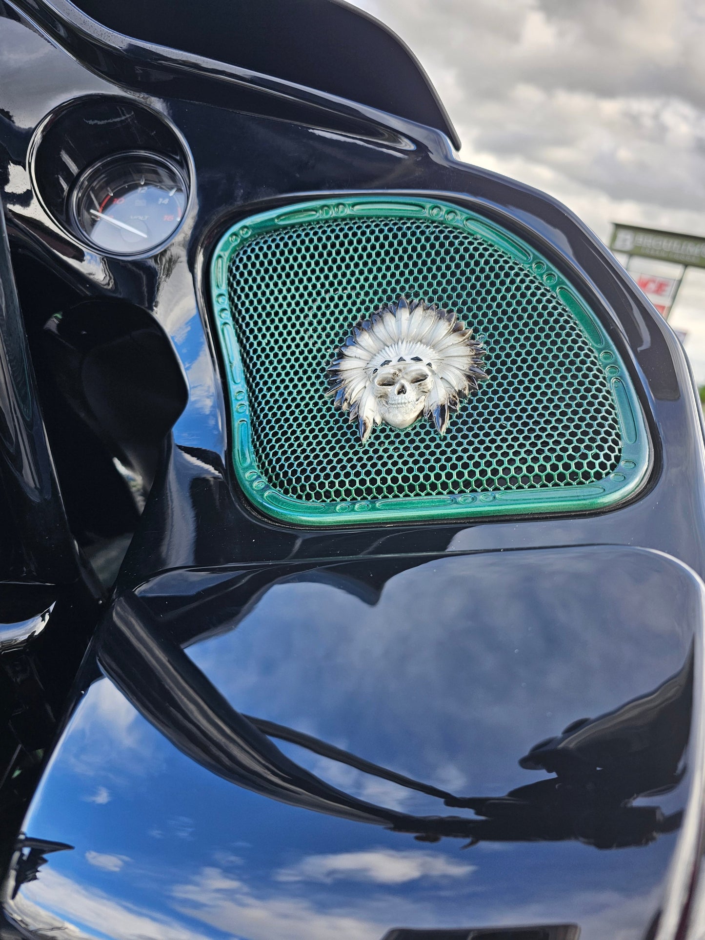 98-2024+ Road Glide 3D skull warbonnet speakers grill covers set