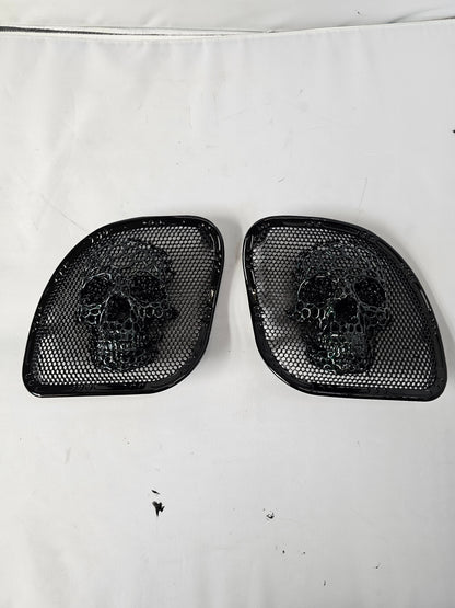 98-2024+ Road Glide 3D webbed Skull speakers grill covers set