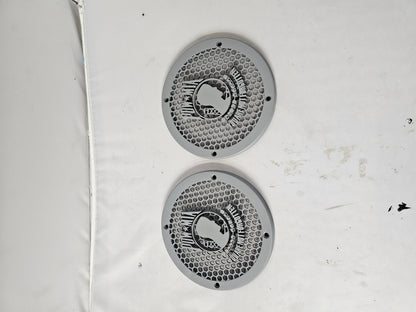 A set of POW MIA 14-23 Harley Davidson Touring Pack Speaker Grill Cover Guard
