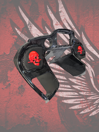 98 to 2024+ Road Glide 3D skull and dagger speakers grill covers set
