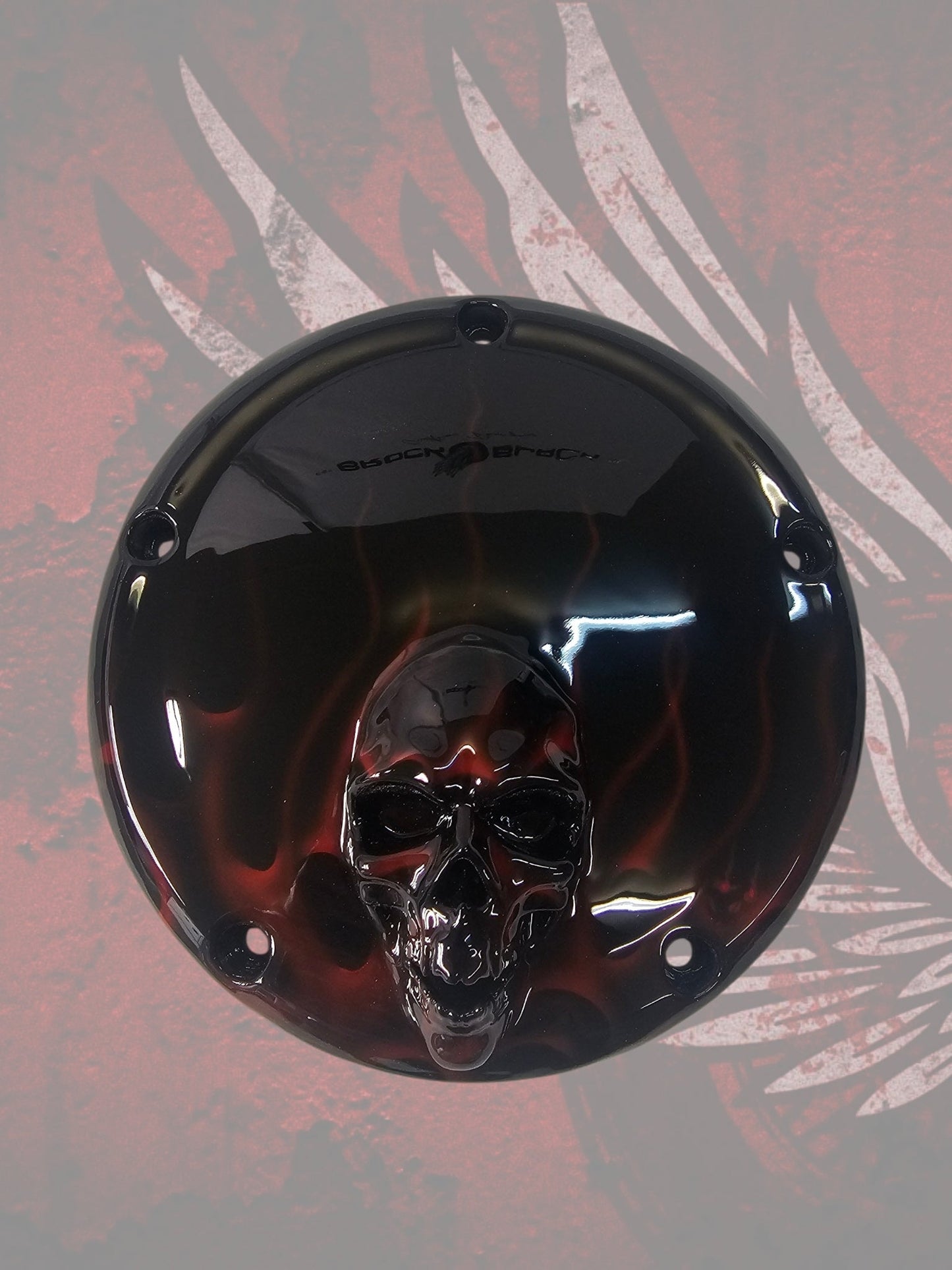 Harley Derby Cover Flames and skulls