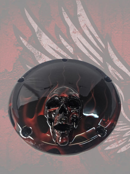 Harley Derby Cover Flames and skulls