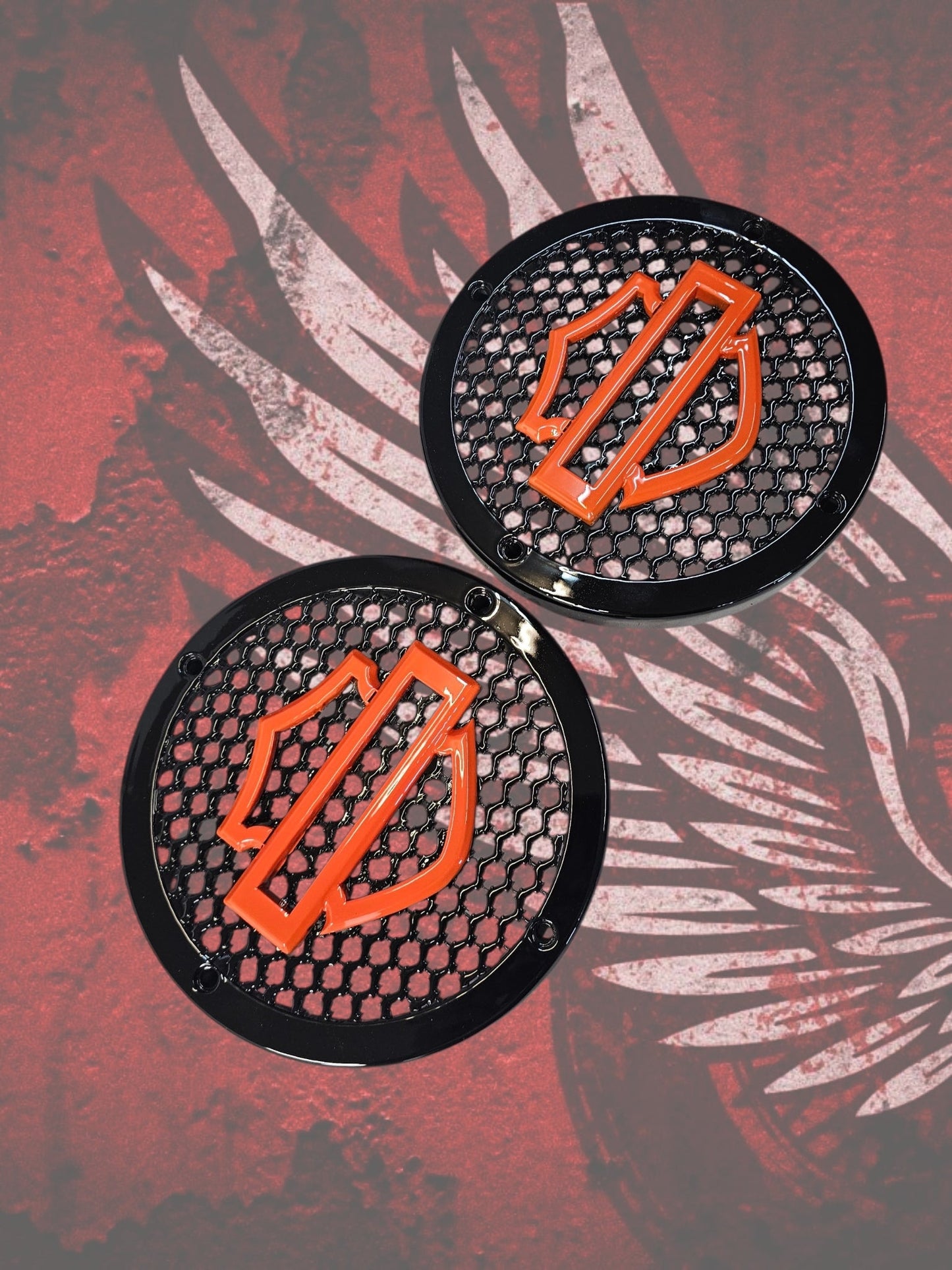 A set of bag shield theme speakers grill covers