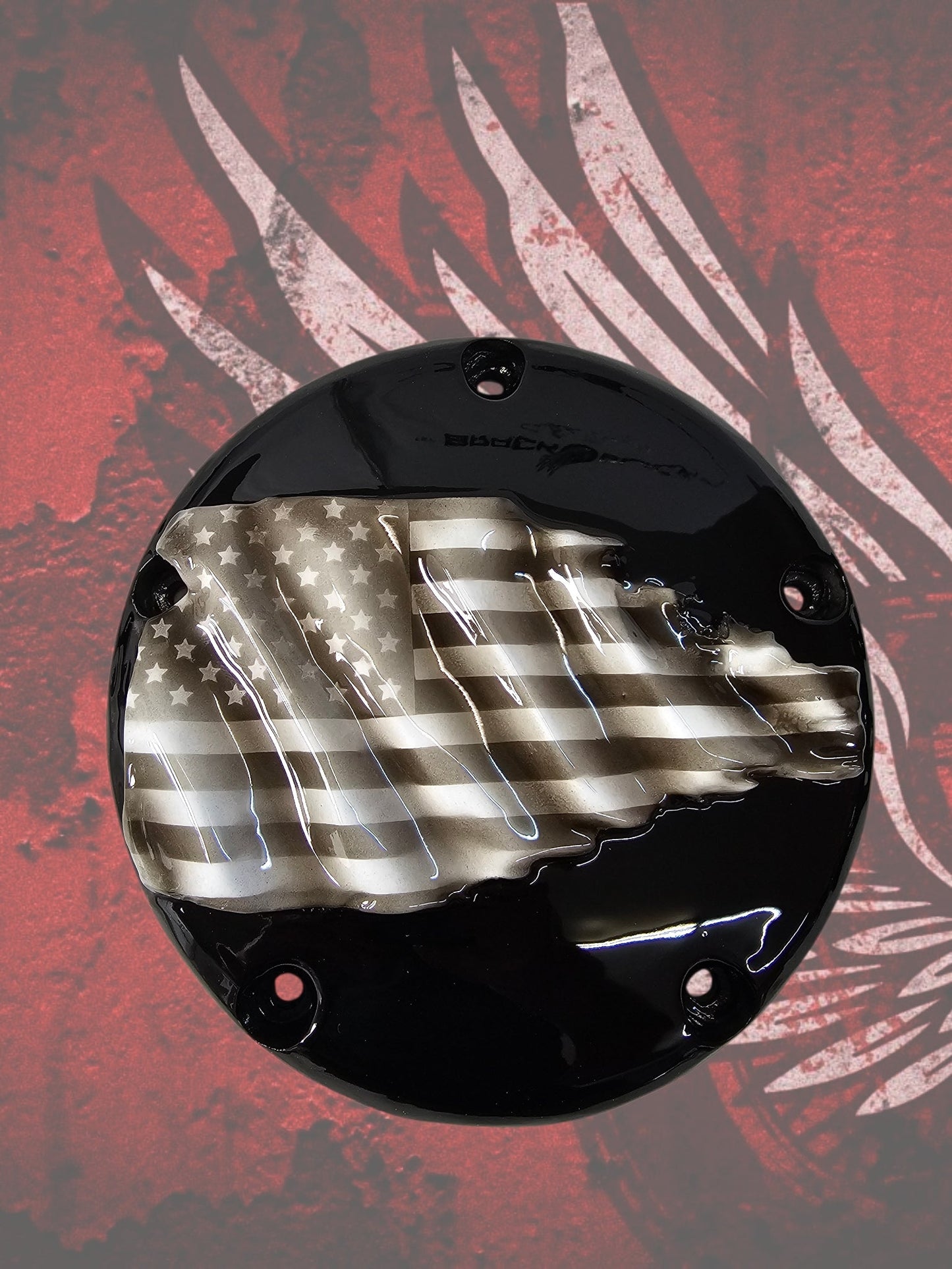 Tattered American Flag  Harley derby cover