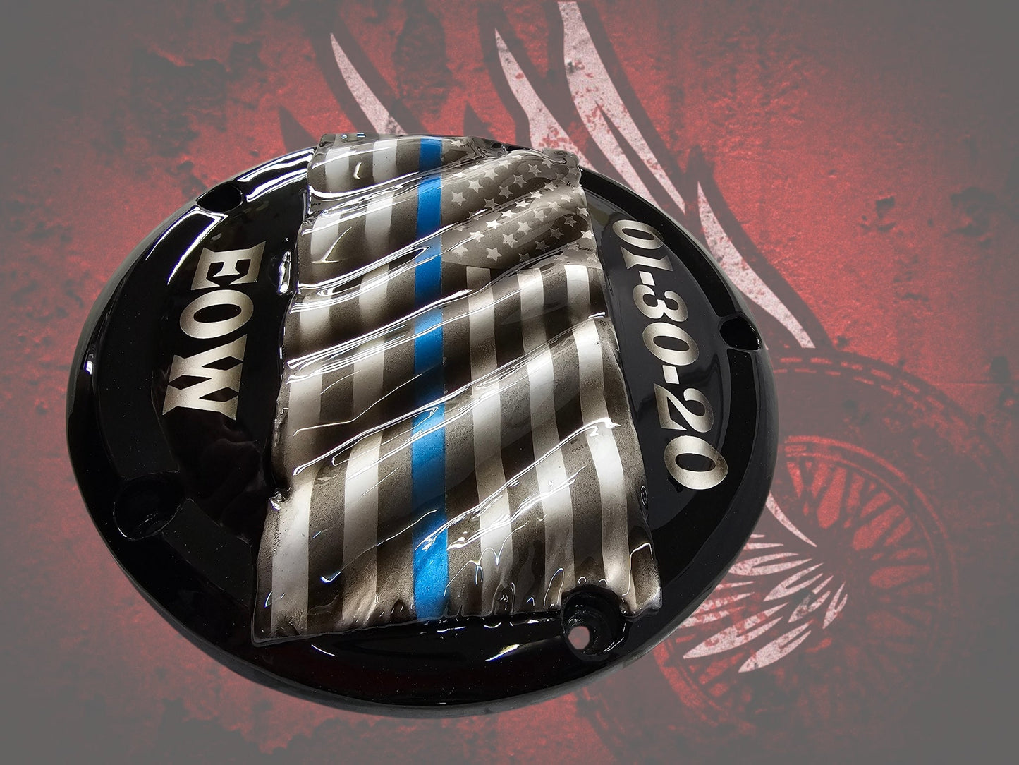 3D tattered American flag with script derby cover