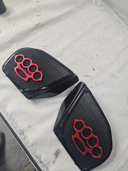 98-2024+ Road Glide 3D brass knuckles speakers grill covers set