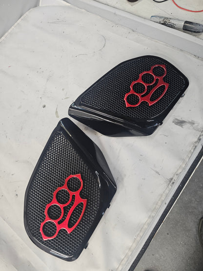 98-2024+ Road Glide 3D brass knuckles speakers grill covers set