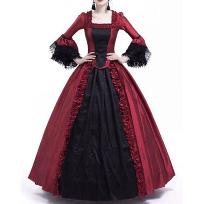 Stitching Large Bell Sleeve Medieval Dress Dresses