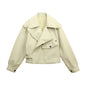 Women's Spring Leather Imitation Sheepskin Loose Motorcycle Coats
