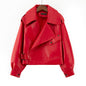 Women's Spring Leather Imitation Sheepskin Loose Motorcycle Coats