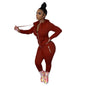 Women's Autumn Solid Color Personality Zipper Two-piece Suits