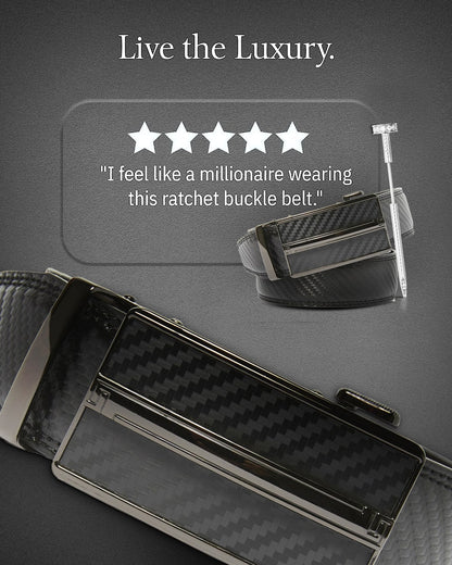 Microfiber Leather Ratchet Belt – No Holes, Custom Fit, 1.3" Strap