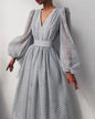 Elegant Lady Puff Sleeve Polka Dot Dresses